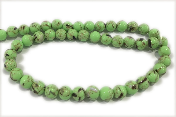 TURQ22 15 inches 6mm round synthetic turquoise with shelled beads