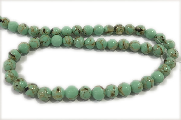 TURQ26 15 inches 4mm round synthetic turquoise with shelled beads