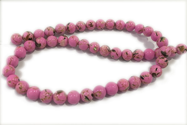 TURQ47 15 inches 6mm round synthetic turquoise with shelled beads